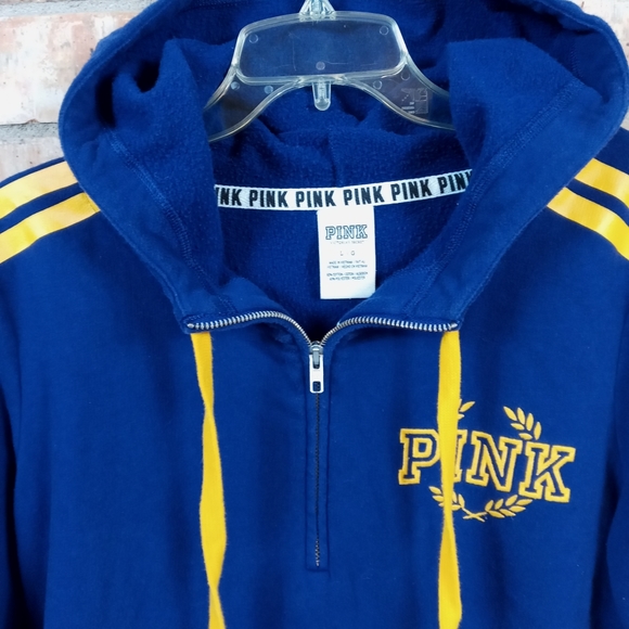 PINK Victoria's Secret Tops - Pink 1/4 zip hoodie Sz L